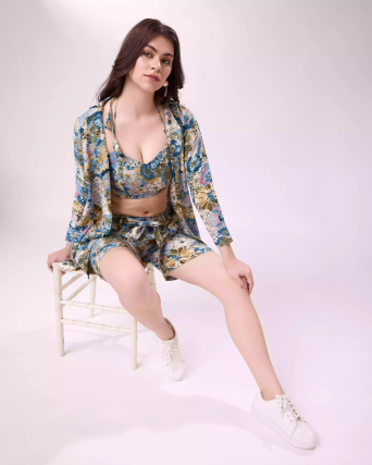 Exclusive Multi Color Designer Three Piece Co-Ords Set