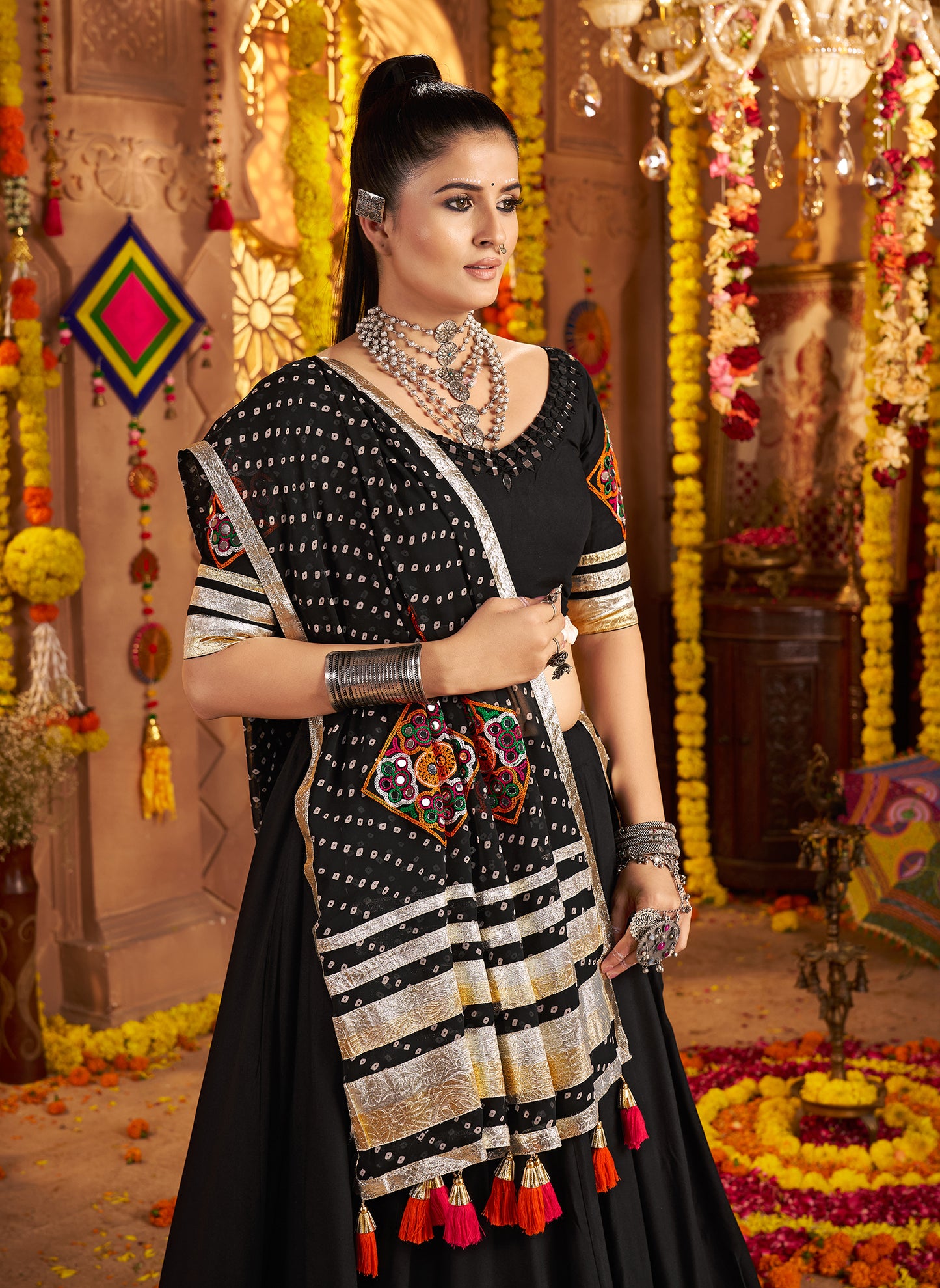 Premium Black Viscose Rayon Premium Navratri Lehenga Choli