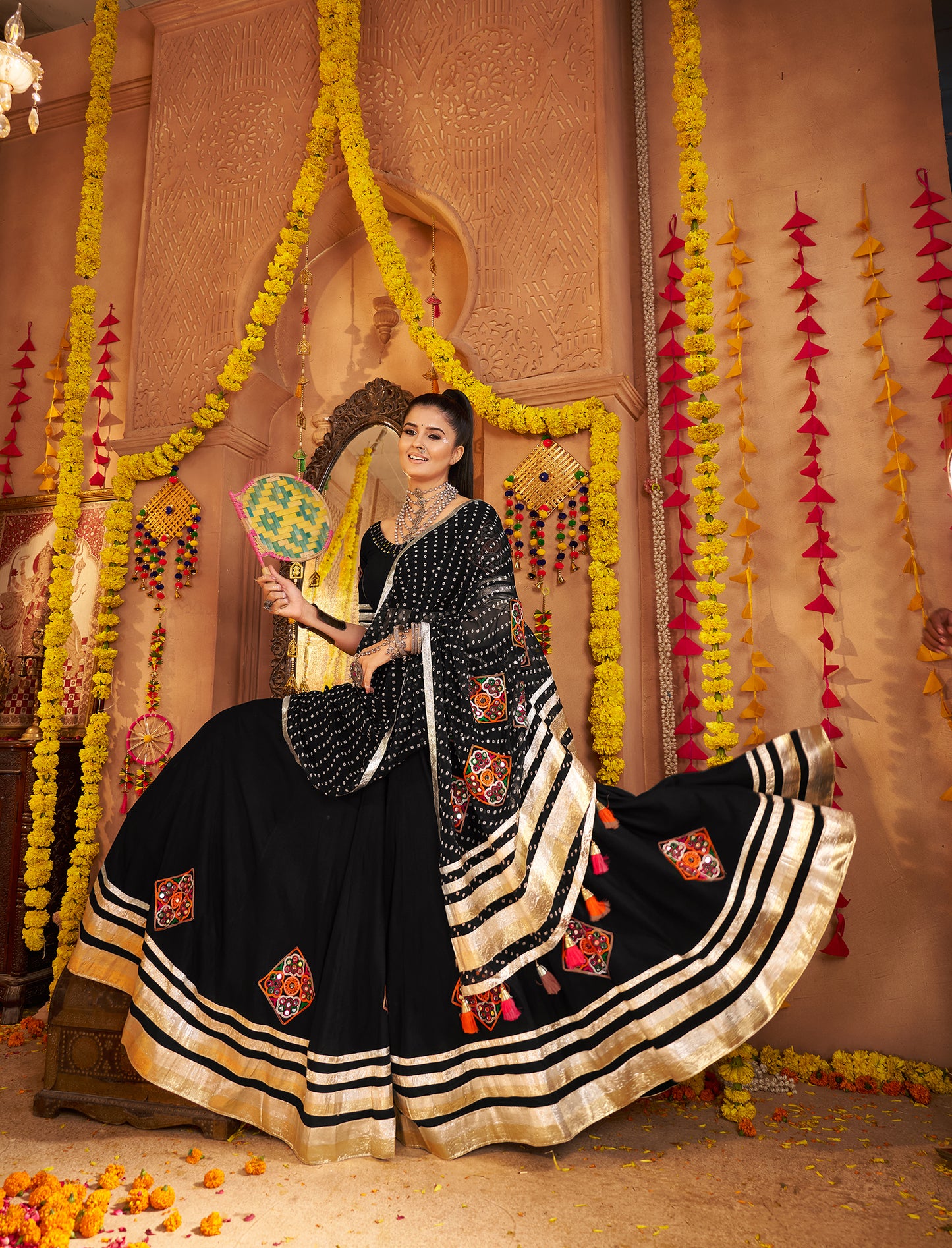 Premium Black Viscose Rayon Premium Navratri Lehenga Choli