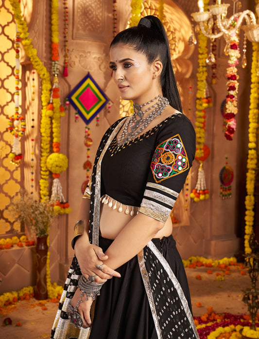 Premium Black Viscose Rayon Premium Navratri Lehenga Choli