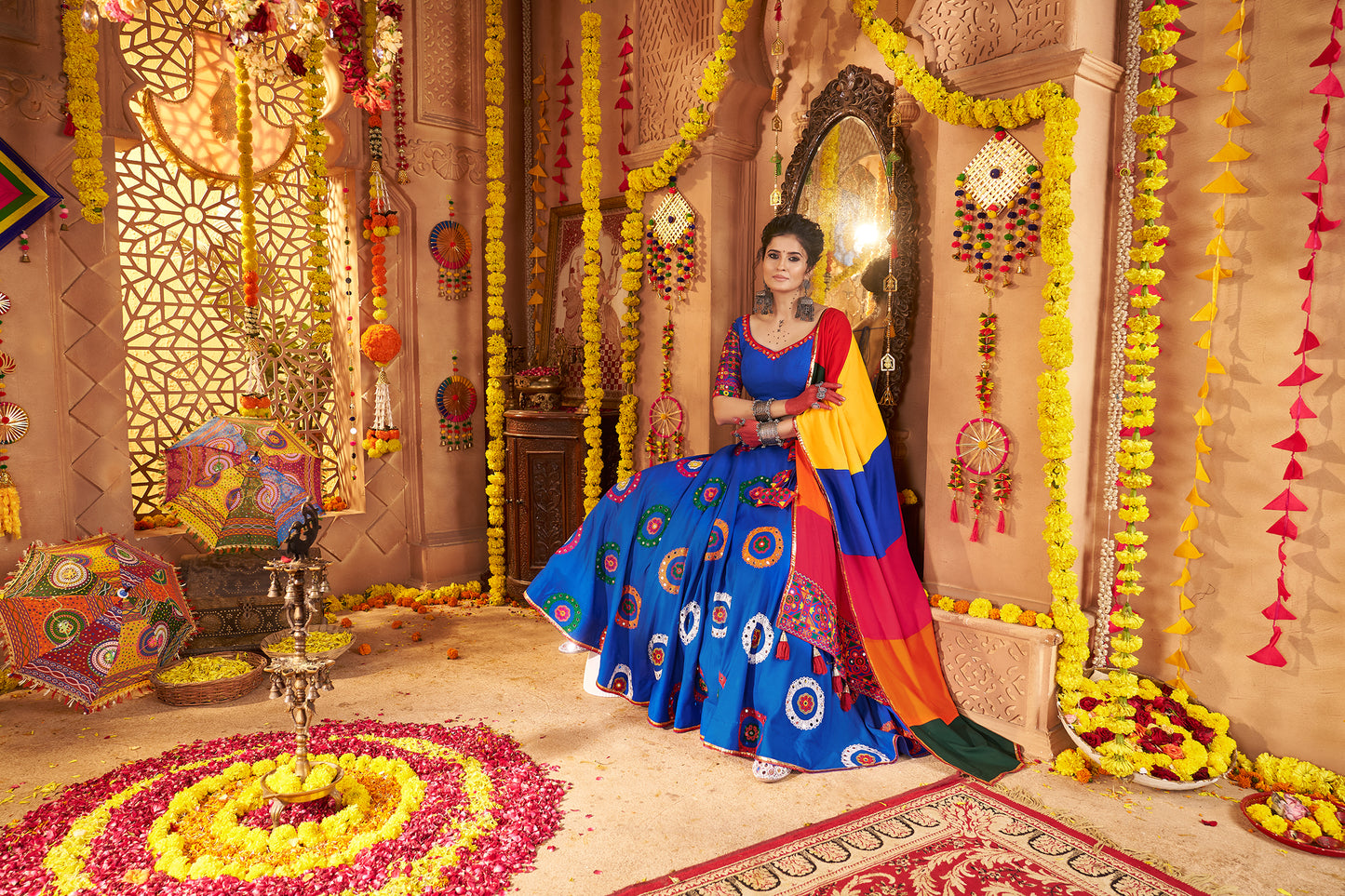 Royal Blue Tranding Viscose Cotton Premium Navratri Lehenga Choli