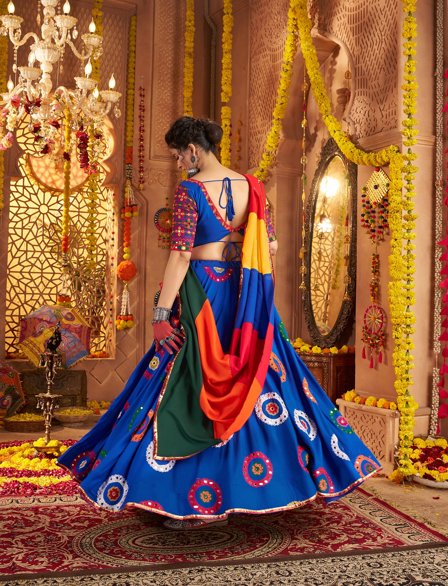 Royal Blue Tranding Viscose Cotton Premium Navratri Lehenga Choli