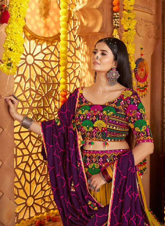 Multi Color Traditional Viscose Cotton Premium Navratri Lehenga Choli