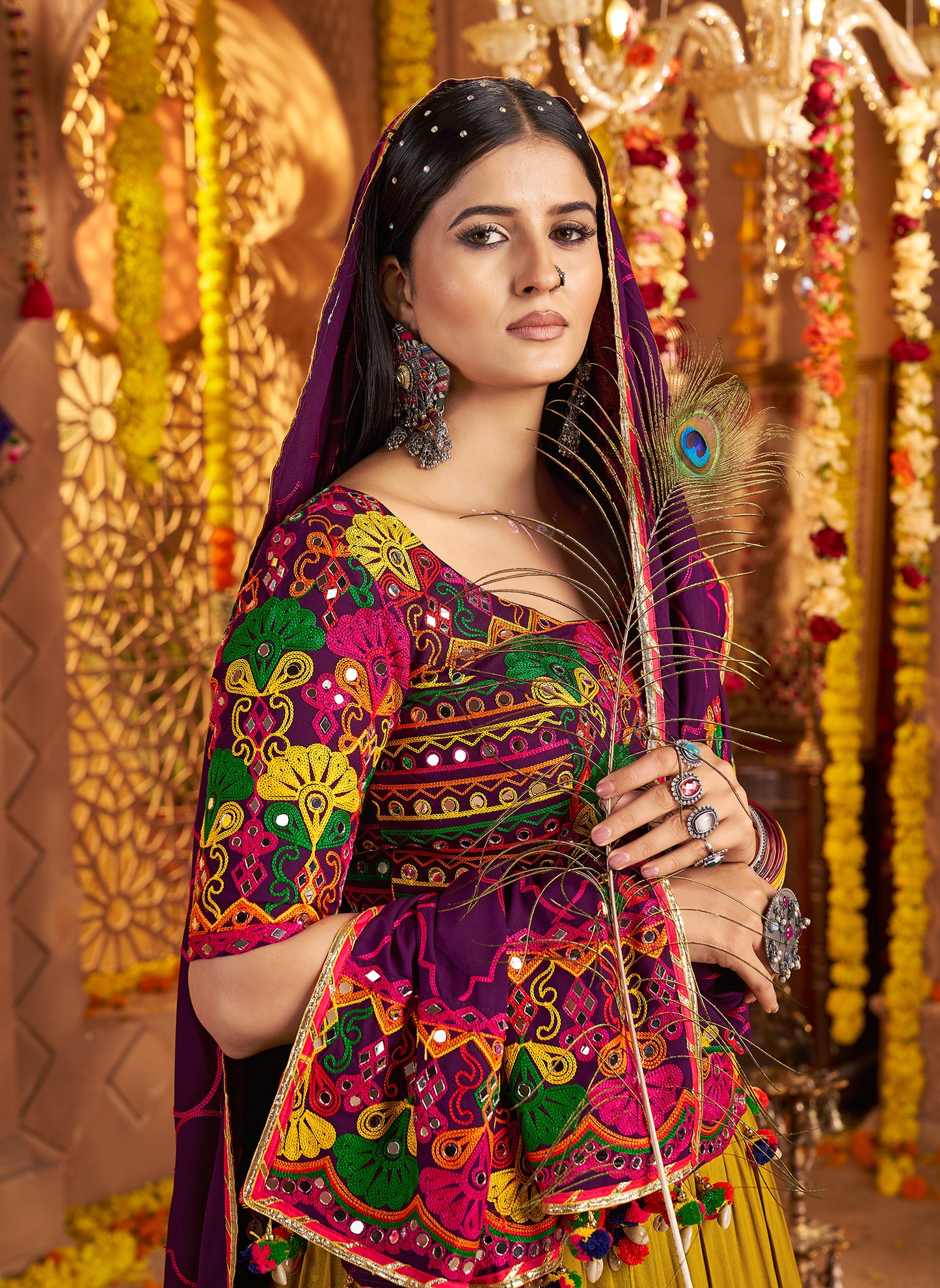 Multi Color Traditional Viscose Cotton Premium Navratri Lehenga Choli