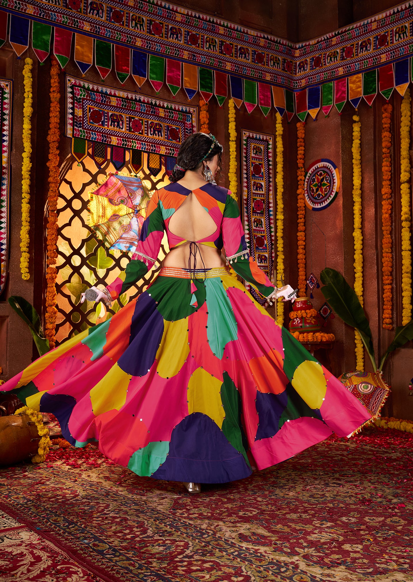 Traditional Embroidery With Mirror Work Navratri Lehenga Choli