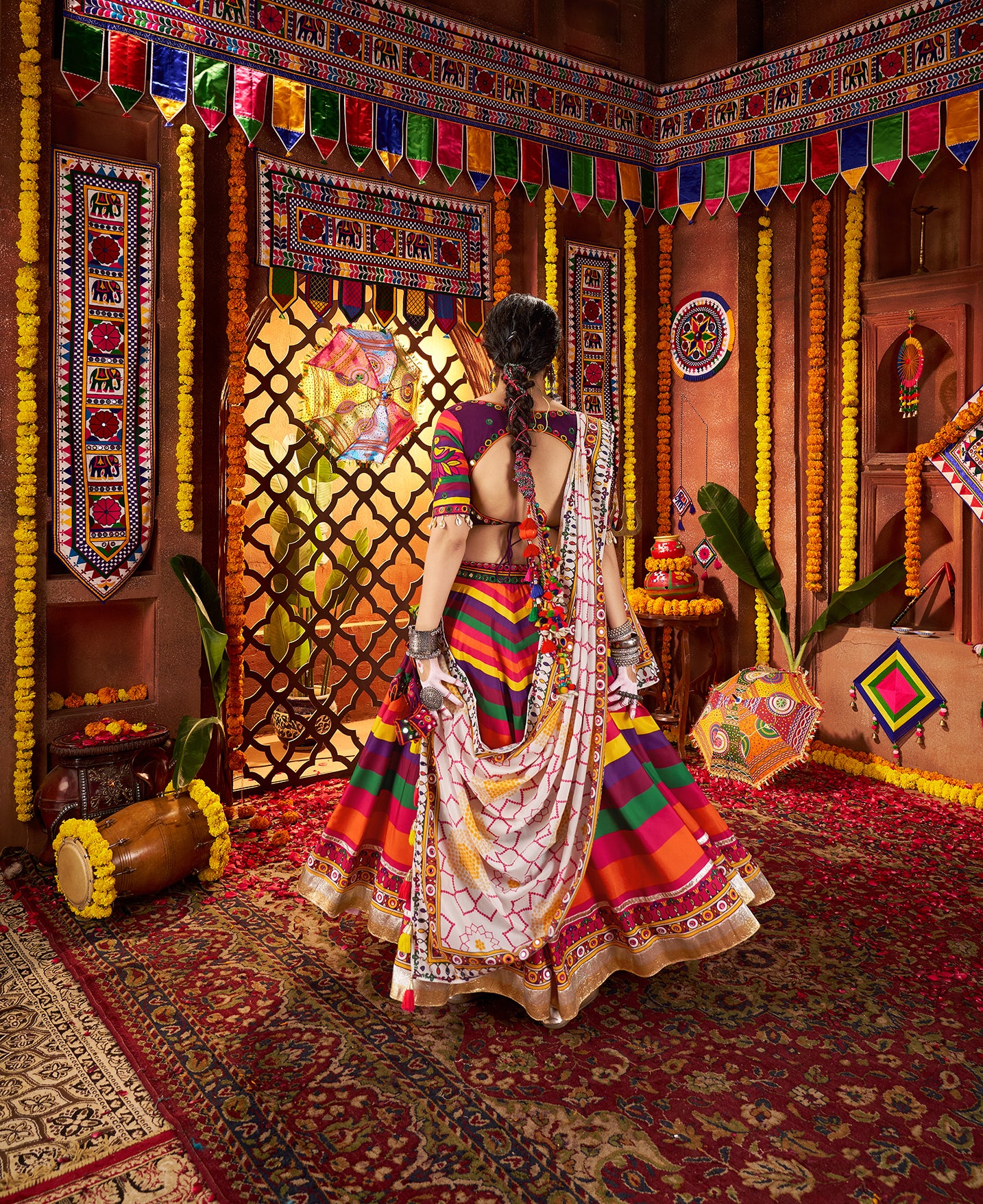 Elegance Colorful Mirror Work Navratri Special Lehenga Choli