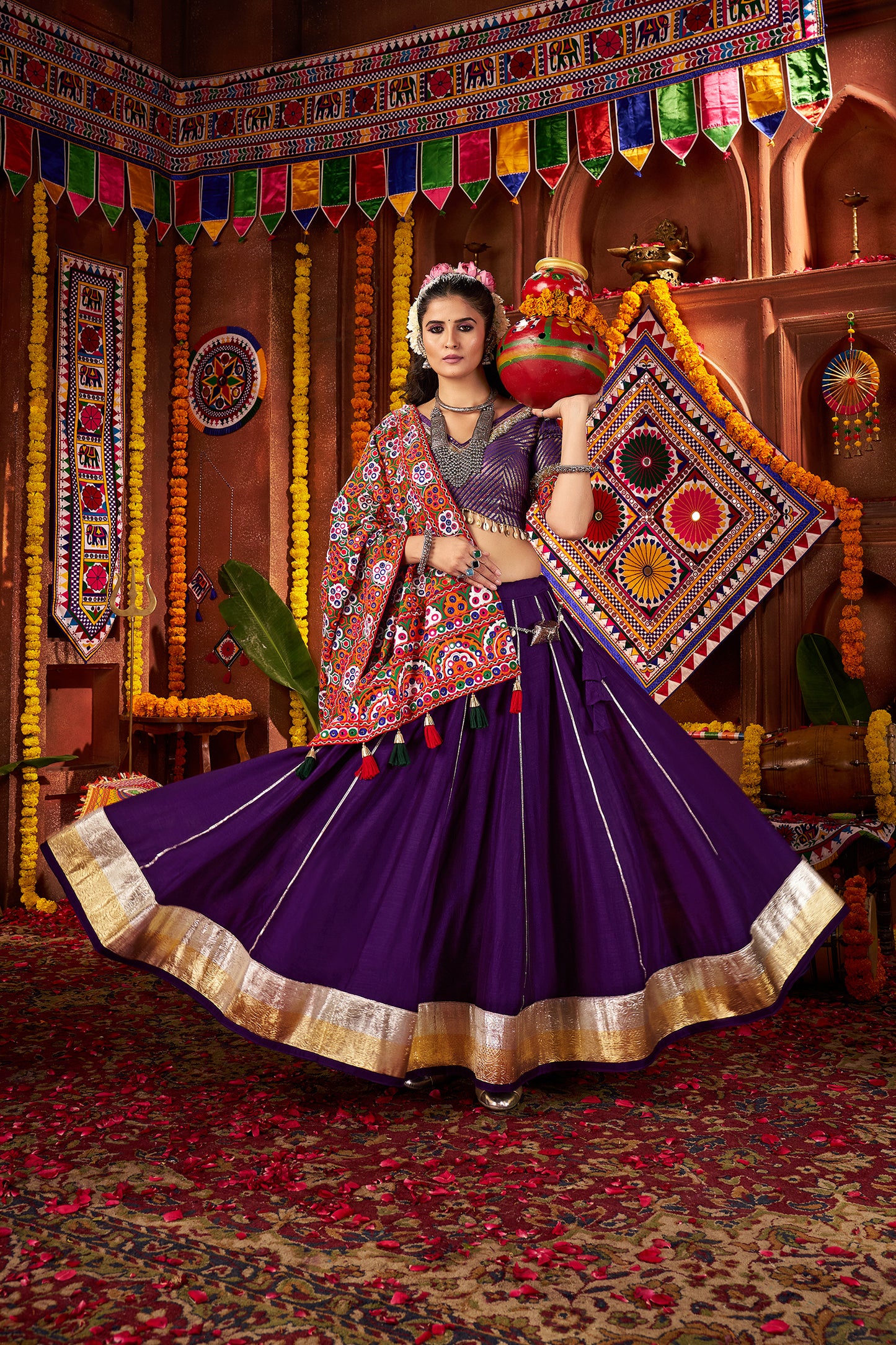 Classic Purple Silk Dandiya Nights Navratri Lehenga Choli