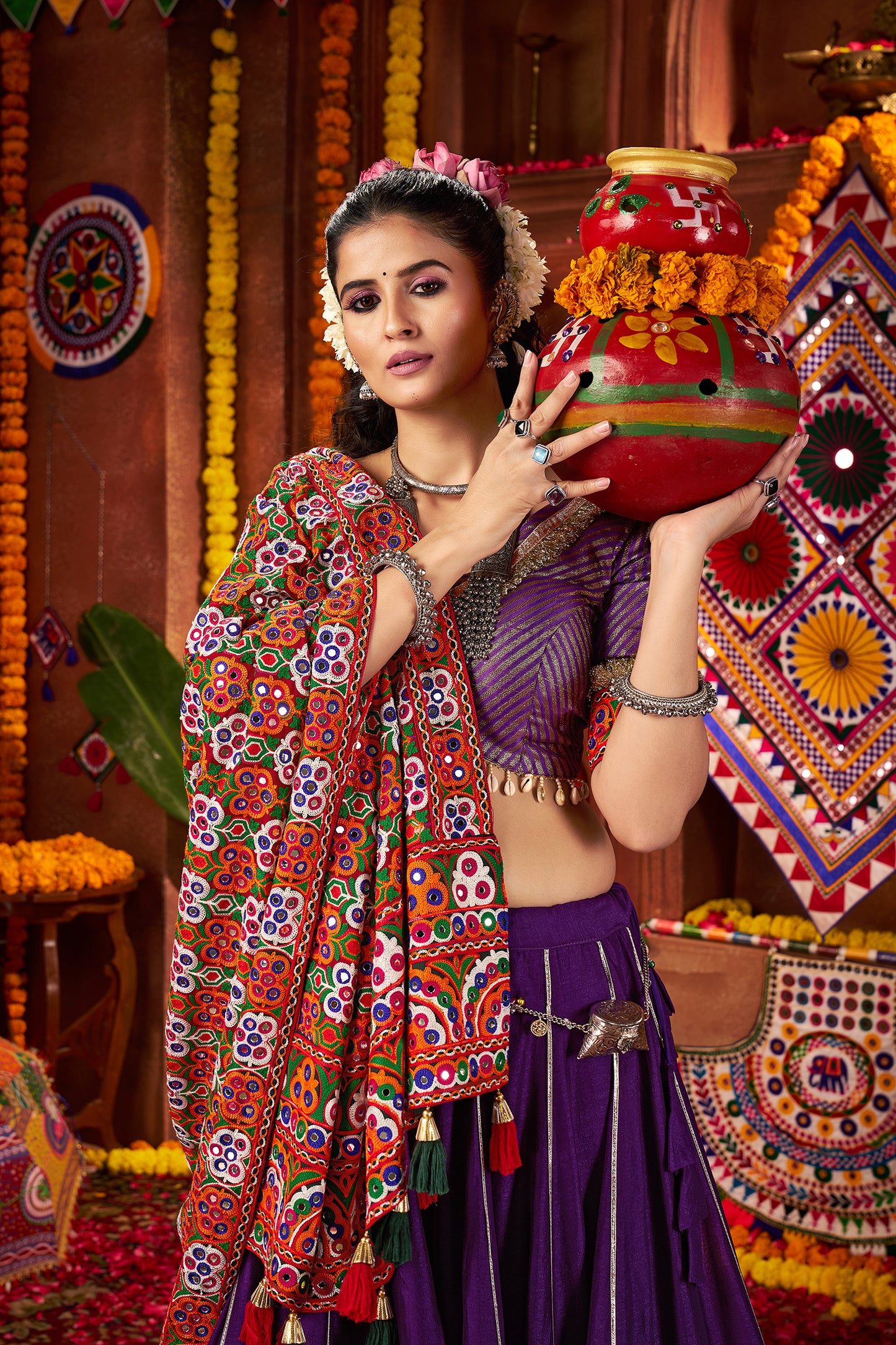 Classic Purple Silk Dandiya Nights Navratri Lehenga Choli