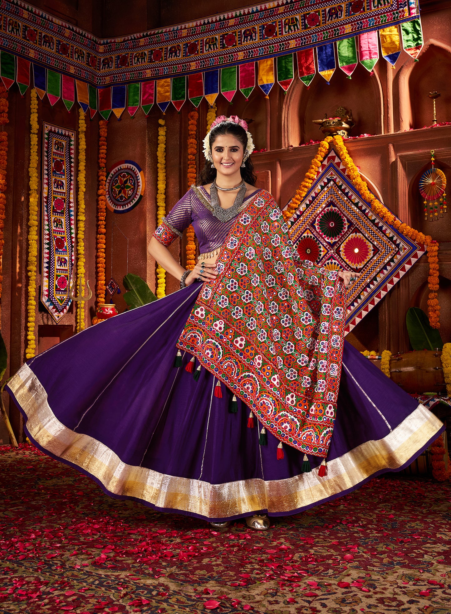 Classic Purple Silk Dandiya Nights Navratri Lehenga Choli