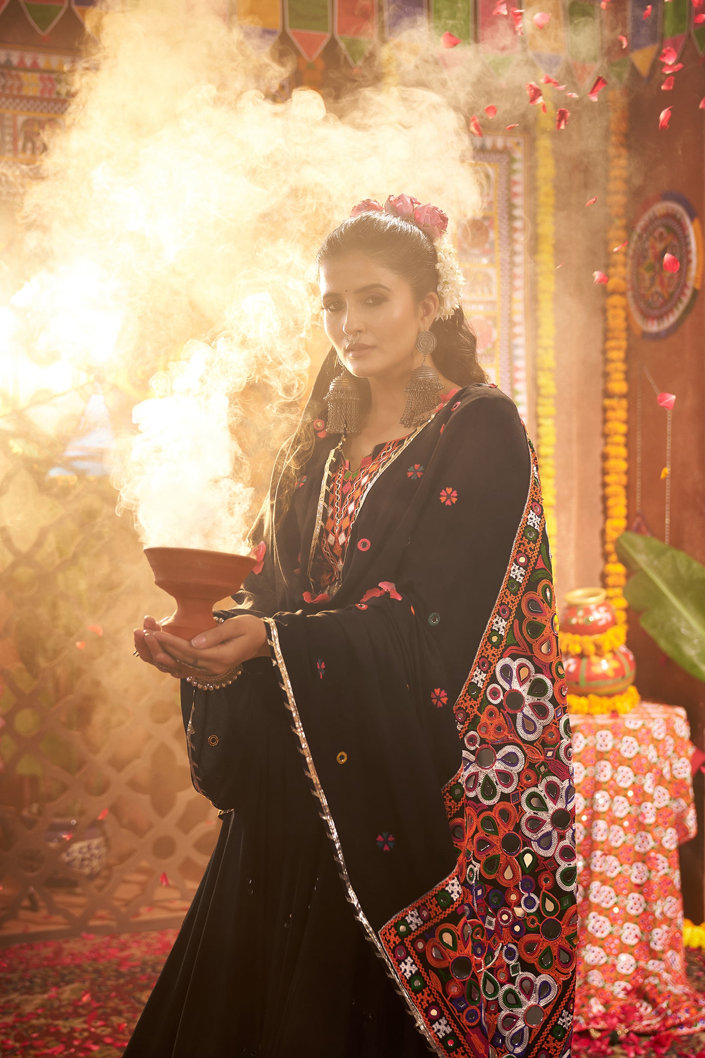 Trendy Black Mirror Work Navratri Lehenga Choli