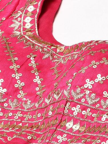 Pink Goergette With Sequins & Thread Embroidery Work Lehenga Choli