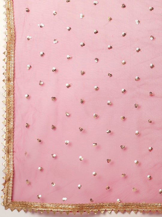 Pink Goergette With Sequins & Thread Embroidery Work Lehenga Choli