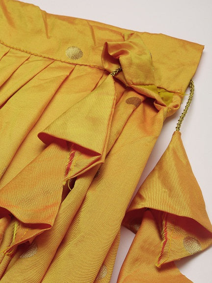 Green Printed Semi-Stitched Lehenga & Unstitched Blouse With Dupatta