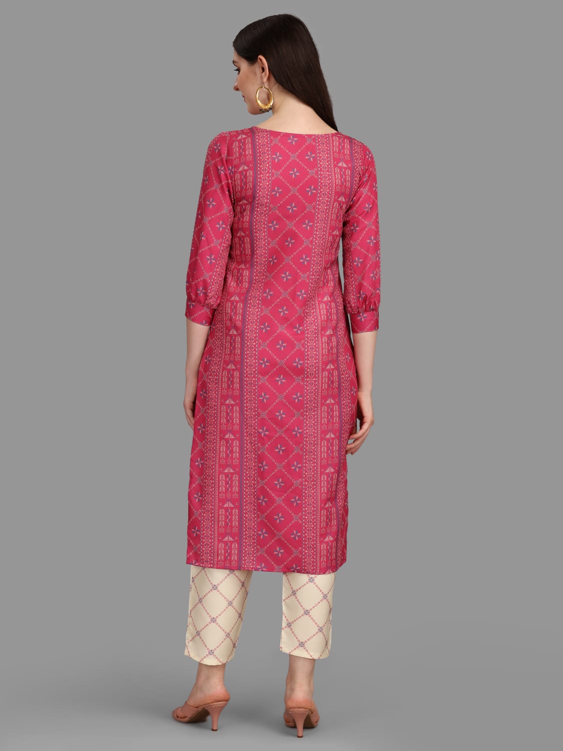 Pink Heavy Rayon Digital Print Kurti Pant