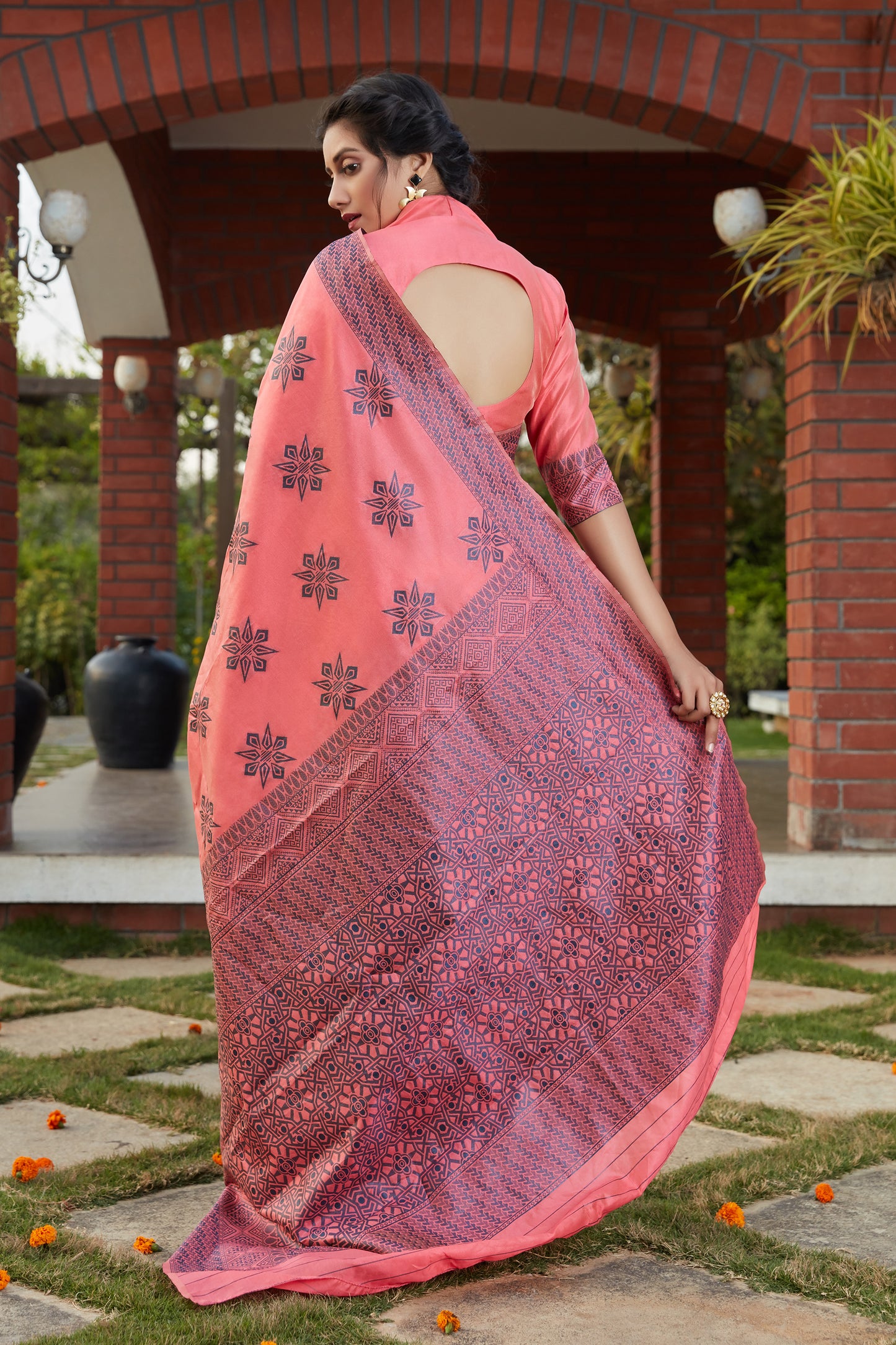 Dark Pink Color Womens Wear Banarsai Weaving Silk Designer Saree