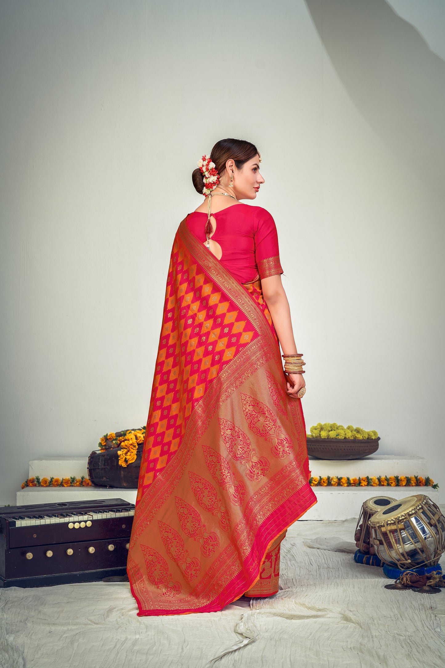 Pink Banarasi Silk With Zari Weaving Silk Exclusive Saree