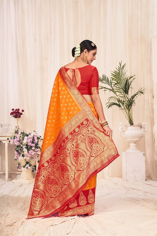 Orange Festive Wear Woven Banarasi Silk Saree