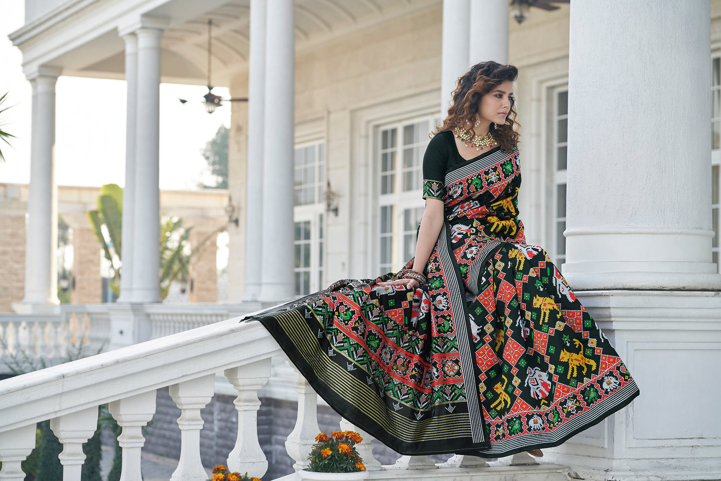 Black Color Exclusive Designer Patola Weaving Silk Party Wear Saree