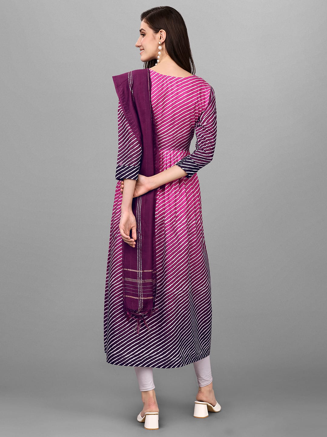 Laheriya Long Heavy Rayon Traditional Digital Print Kurti and Dupatta