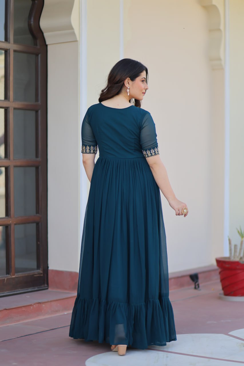 Rama Sequins Multithreaded Beads Embroidered Work Gown