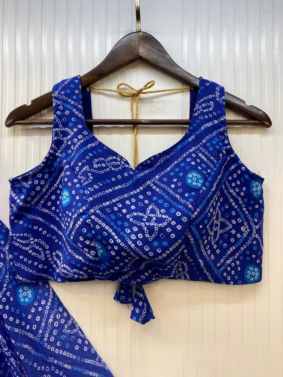 Blue Exclusive Bandhani Printed Georgette Navaratri Lehenga Choli