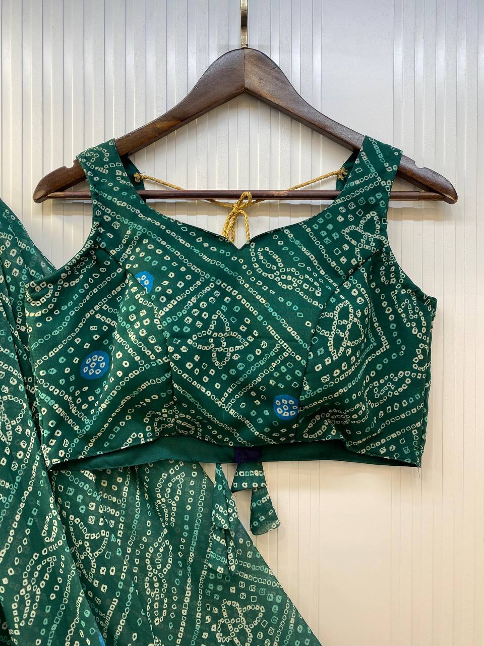 Green Exclusive Bandhani Printed Georgette Navaratri Lehenga Choli