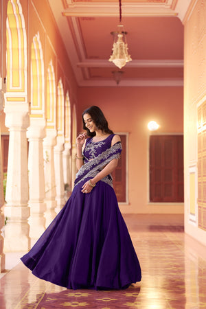 Modern Rangoli silk lehenga choli with scalloped dupatta