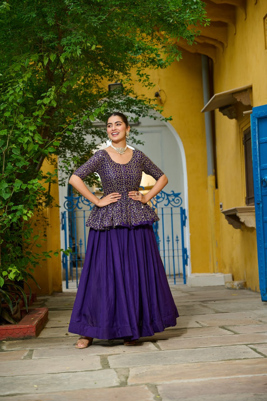 Purple Fendy Sequins Embroidered Work Lehenga Choli