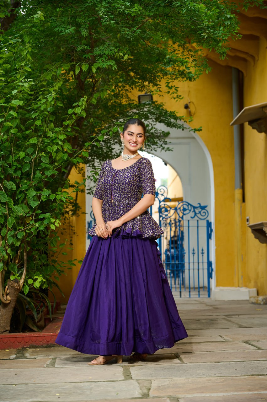 Purple Fendy Sequins Embroidered Work Lehenga Choli