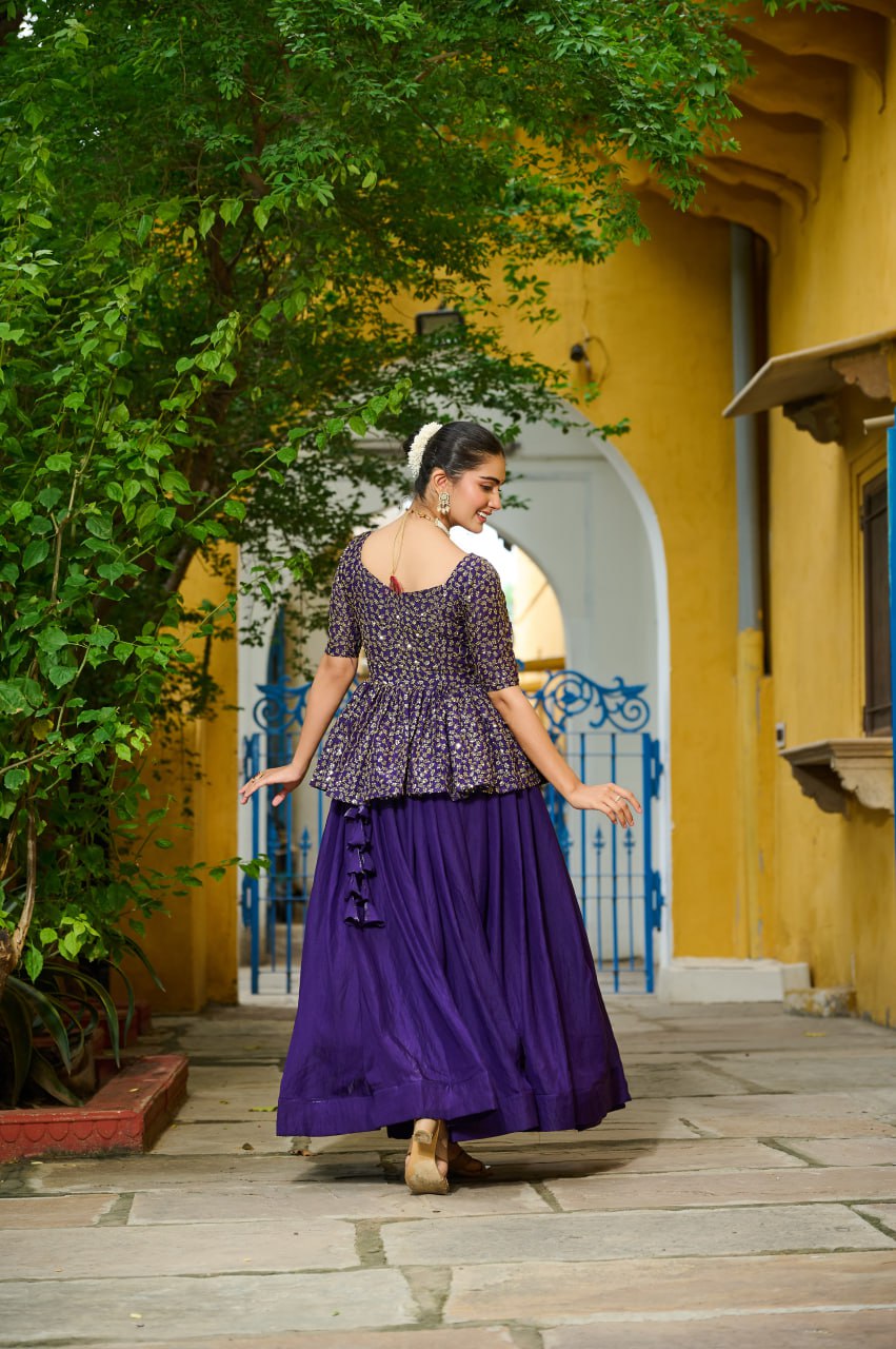 Purple Fendy Sequins Embroidered Work Lehenga Choli