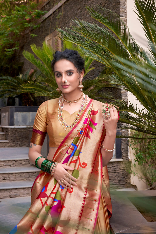 Chiku Color Paithani Zari Weaving Work Lehenga Choli