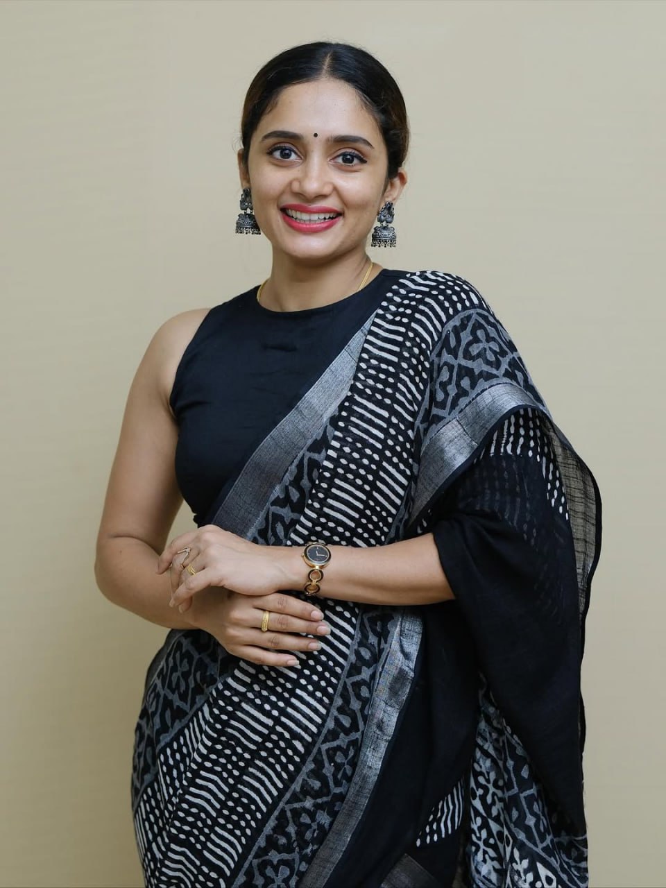 Black Soft Lilan Cotton Digital Print Trending Saree