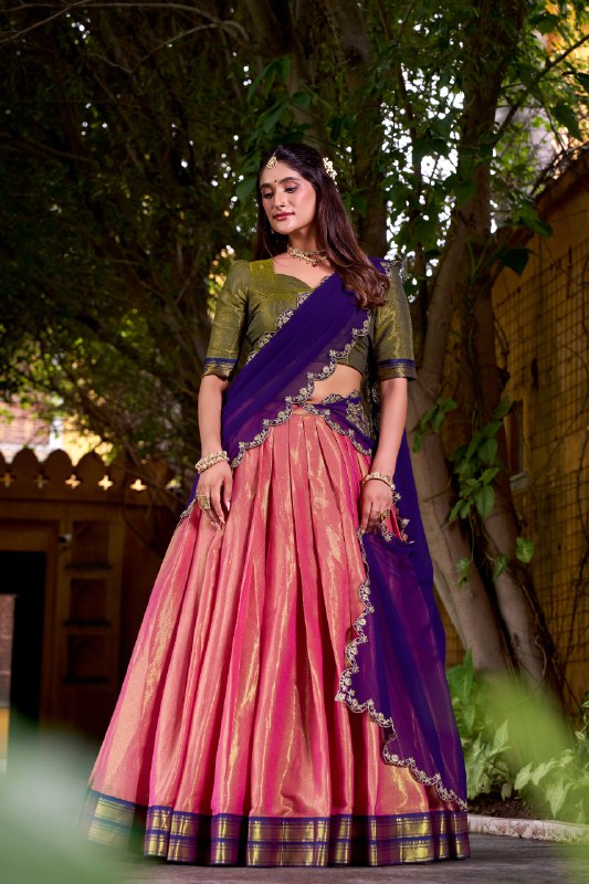 Purple Kanchipuram Zari Weaving Work Work Lehenga Choli