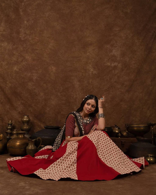 Maroon Reyon Full Stitched Navratri Lehenga Choli