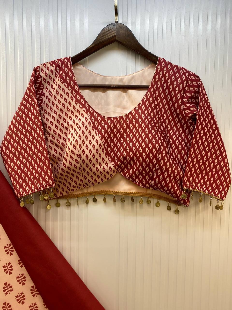 Maroon Reyon Full Stitched Navratri Lehenga Choli