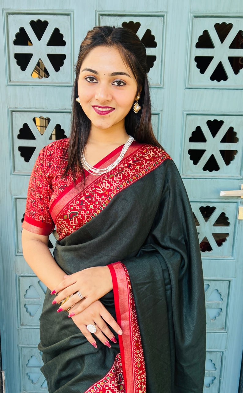 Dark Green Soft Mul Mul Cotton Silk Kalamkari Prints Saree