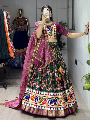 Traditional Gujarati garba lehenga with vibrant Kutchi embroidery