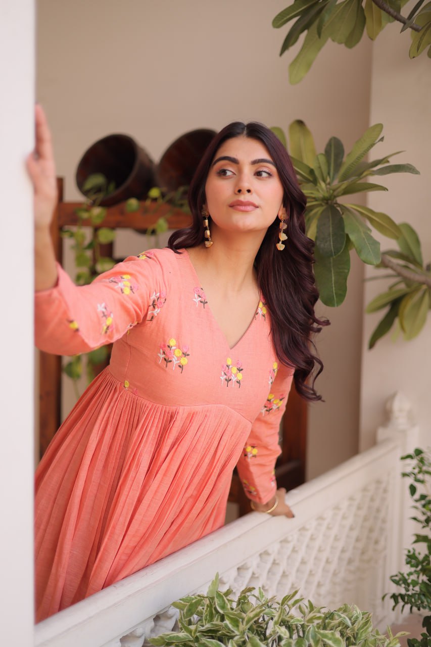Pink Designer Cotton With Embroidered Work Suit