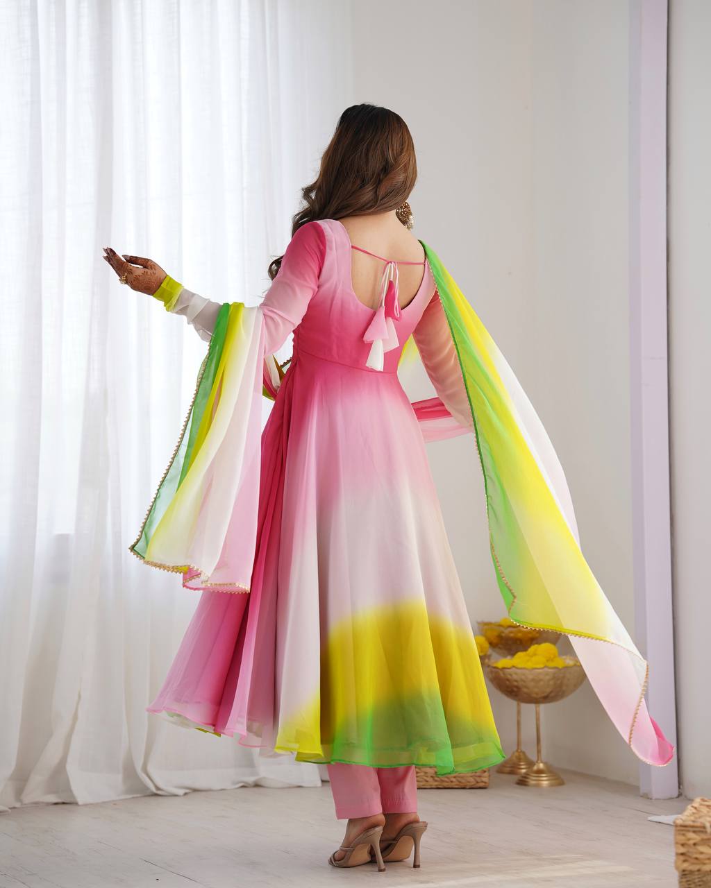 Multicolor Pure Soft Fox Georgette Colourfull Padding Anarkali Salwar Suit