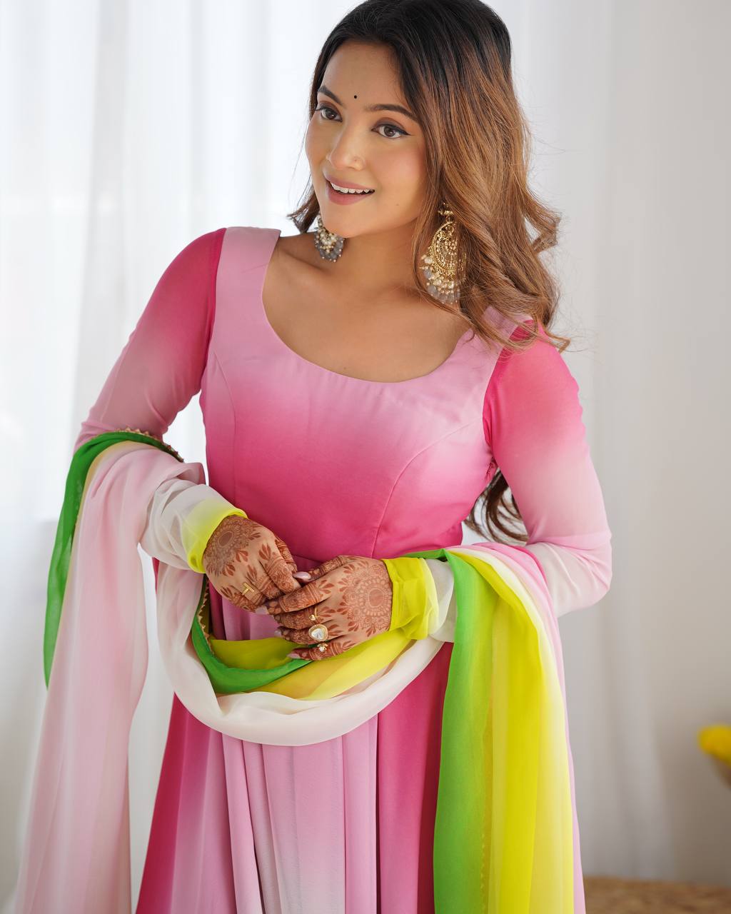 Multicolor Pure Soft Fox Georgette Colourfull Padding Anarkali Salwar Suit