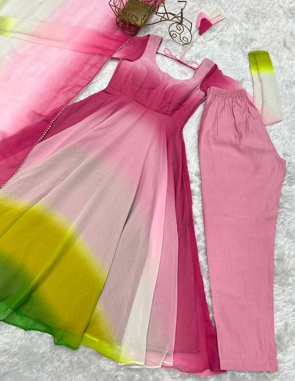 Multicolor Pure Soft Fox Georgette Colourfull Padding Anarkali Salwar Suit