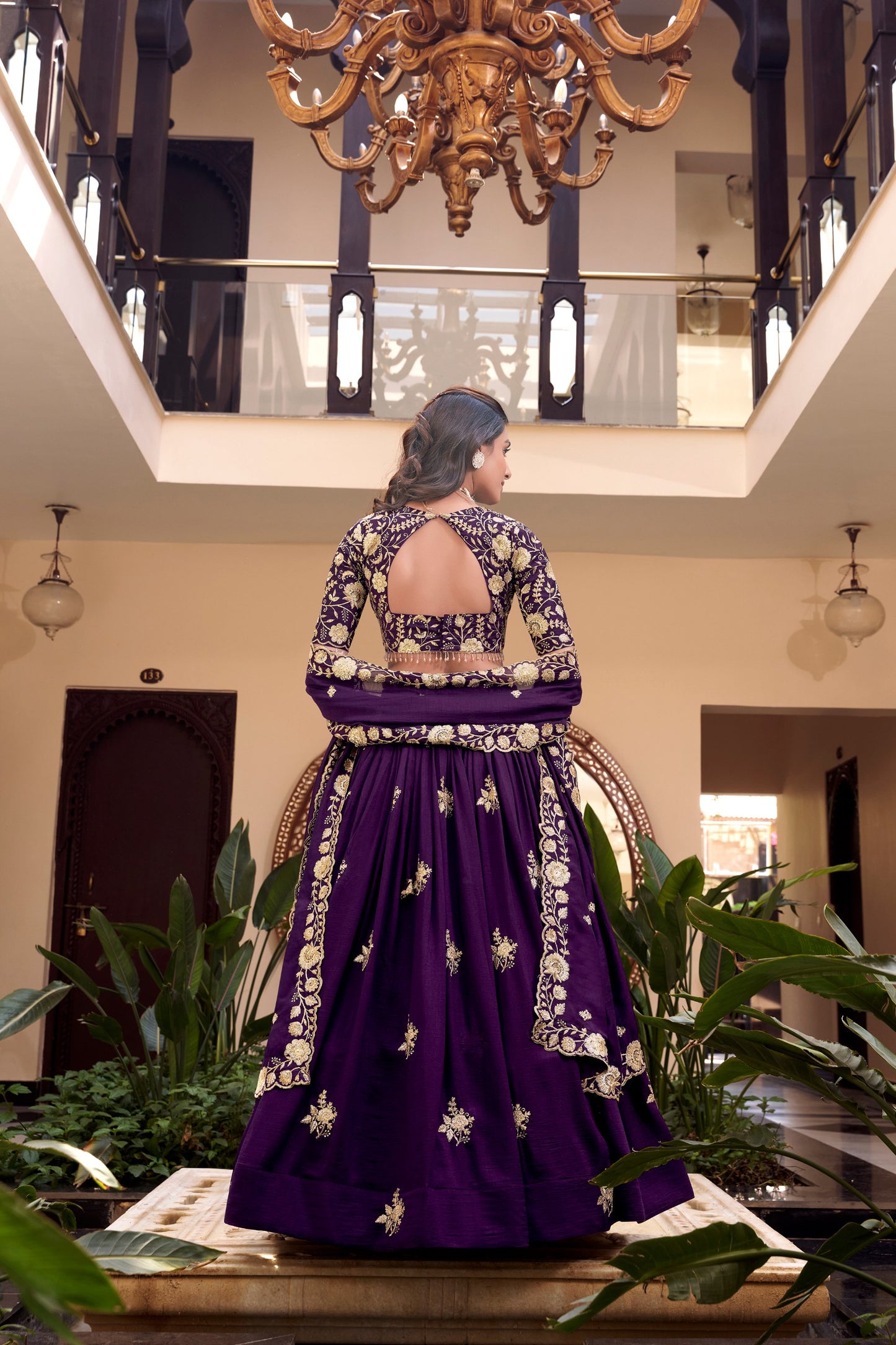 Purple Vichitra Silk Pearl Coding And Sequins Embroidery Work Lehenga Choli