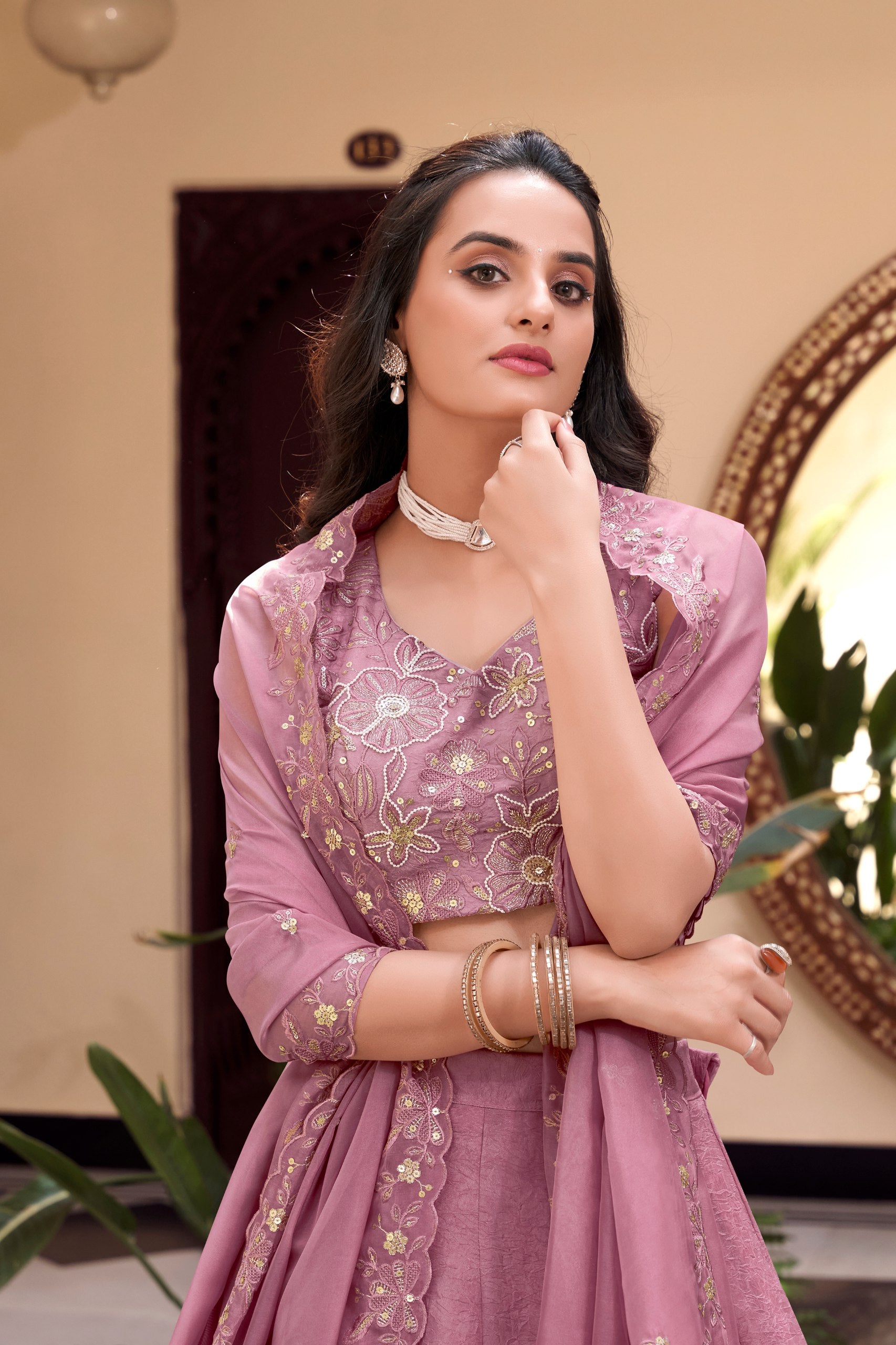 Pink New Crush Pearl Coding And Sequins Embroidery Work Lehenga Choli