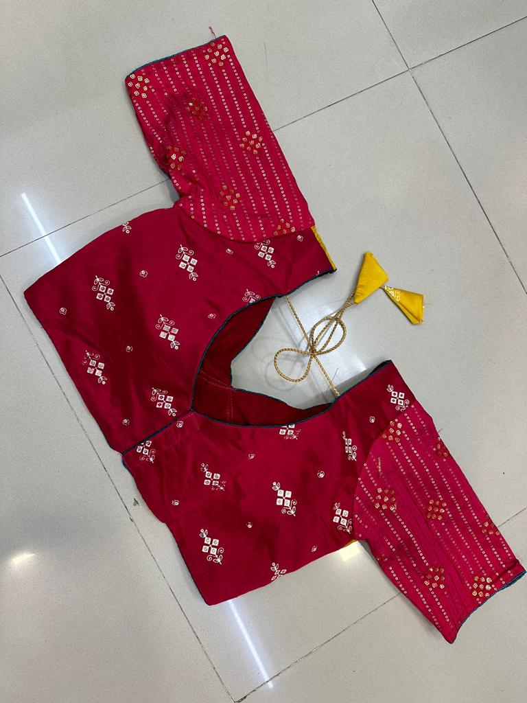 Rani Pure Cotton Silk Sequins Work Butta Work Navratri Lehenga Choli