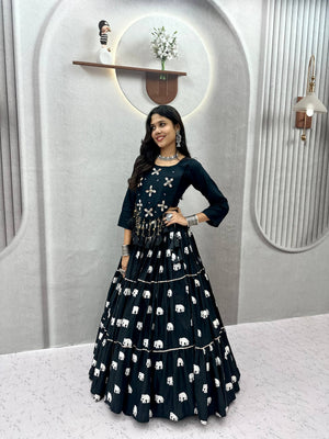 Traditional cotton Navratri lehenga choli black with kodi hand work for dandiya