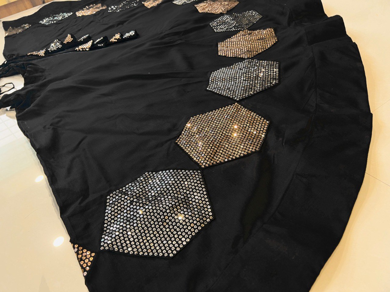Black Pure Cotton Silk Sequins Work Butta Work Navratri Lehenga Choli