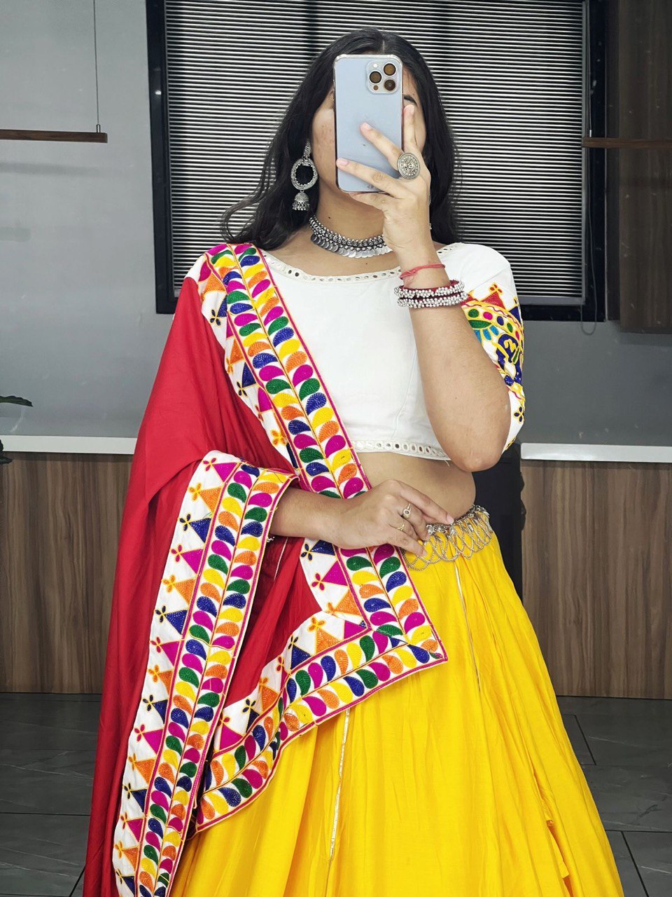 Most Pretty Yellow Red Combination Navratri Lehenga Choli