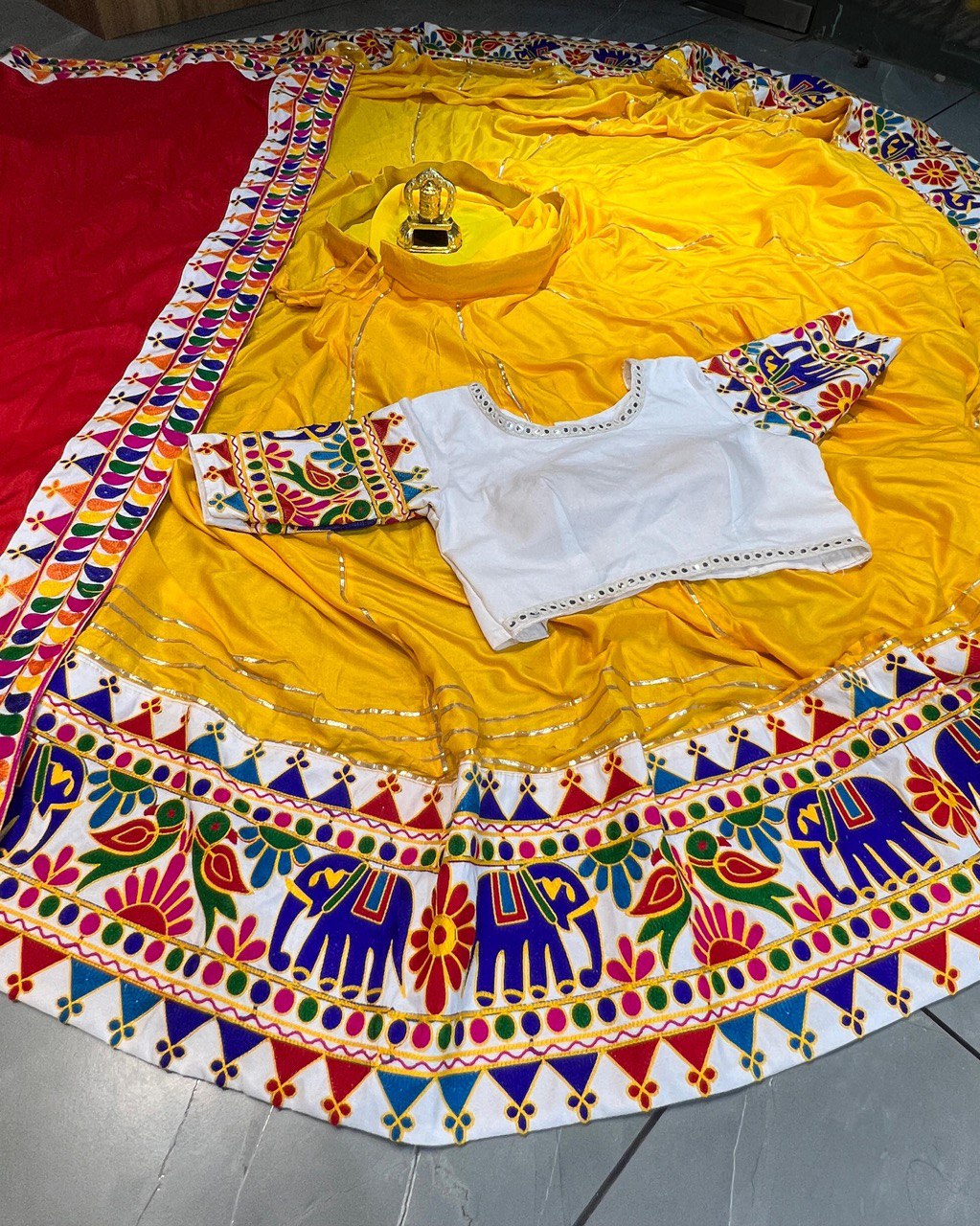 Most Pretty Yellow Red Combination Navratri Lehenga Choli