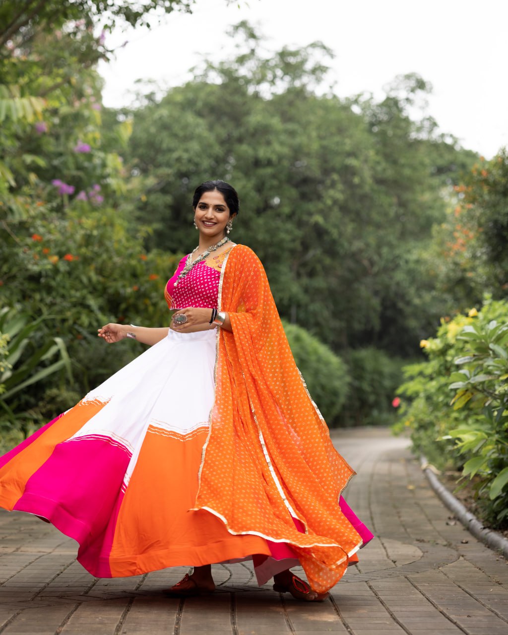 Pink Pure Rayon Cotton Fancy Stitched Navratri Lehenga Choli