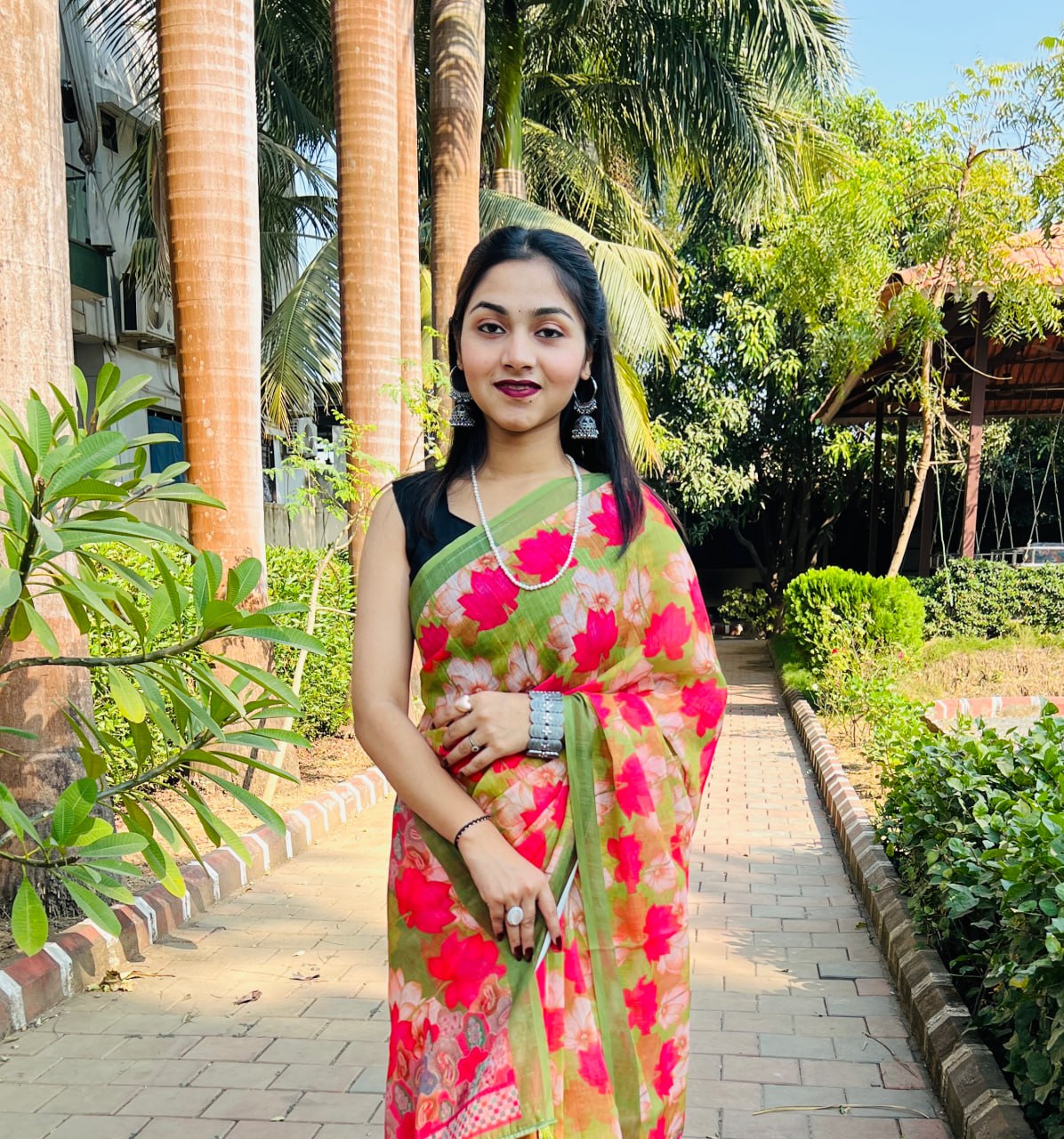 Yellow Premium Lilan Cotton Digital Floral Print Eye Catching Saree